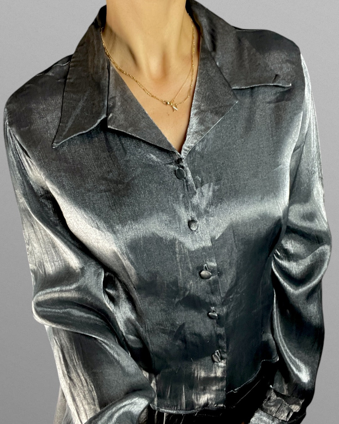 Metallic silver skjorta