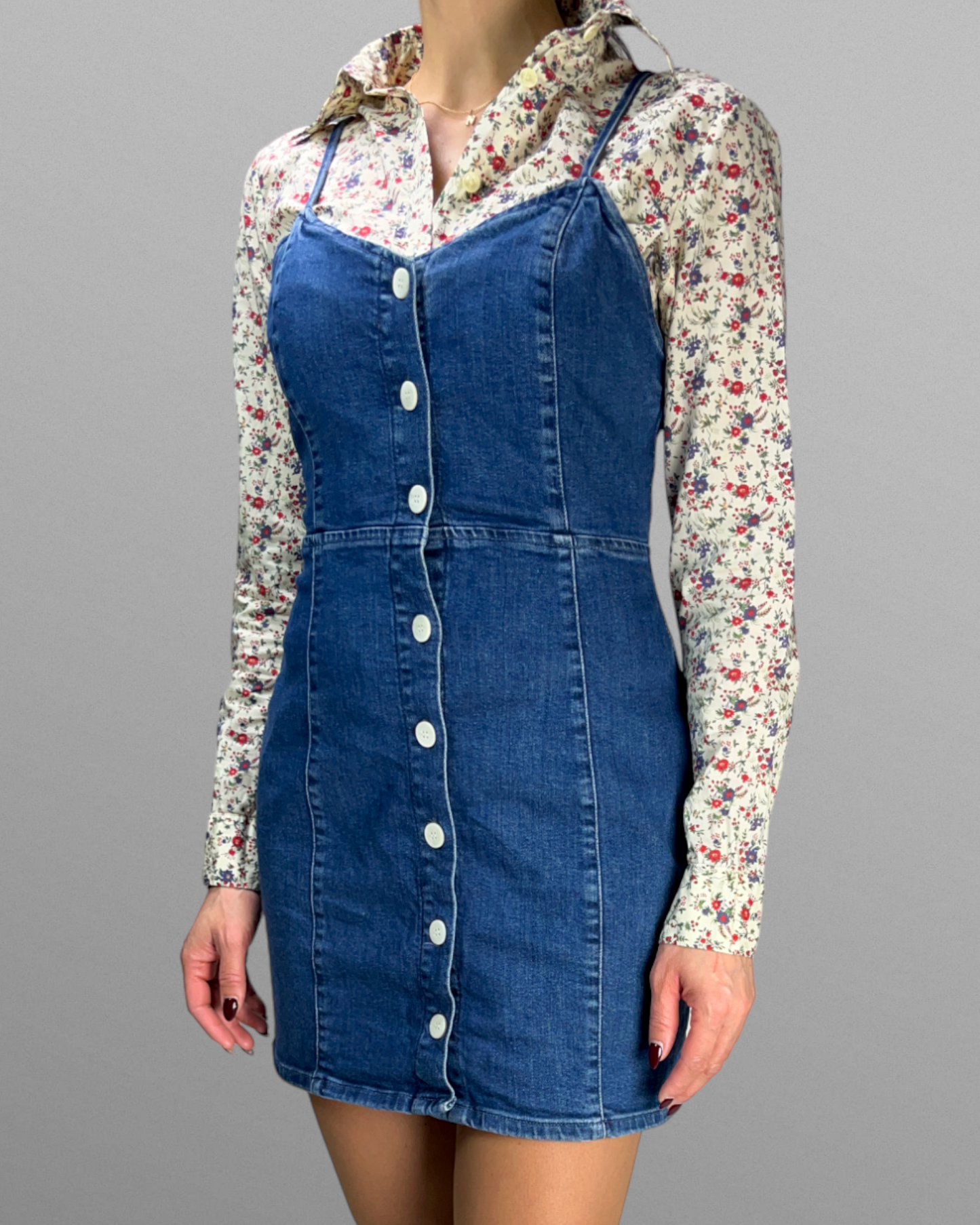 Jeansklänning med knappar