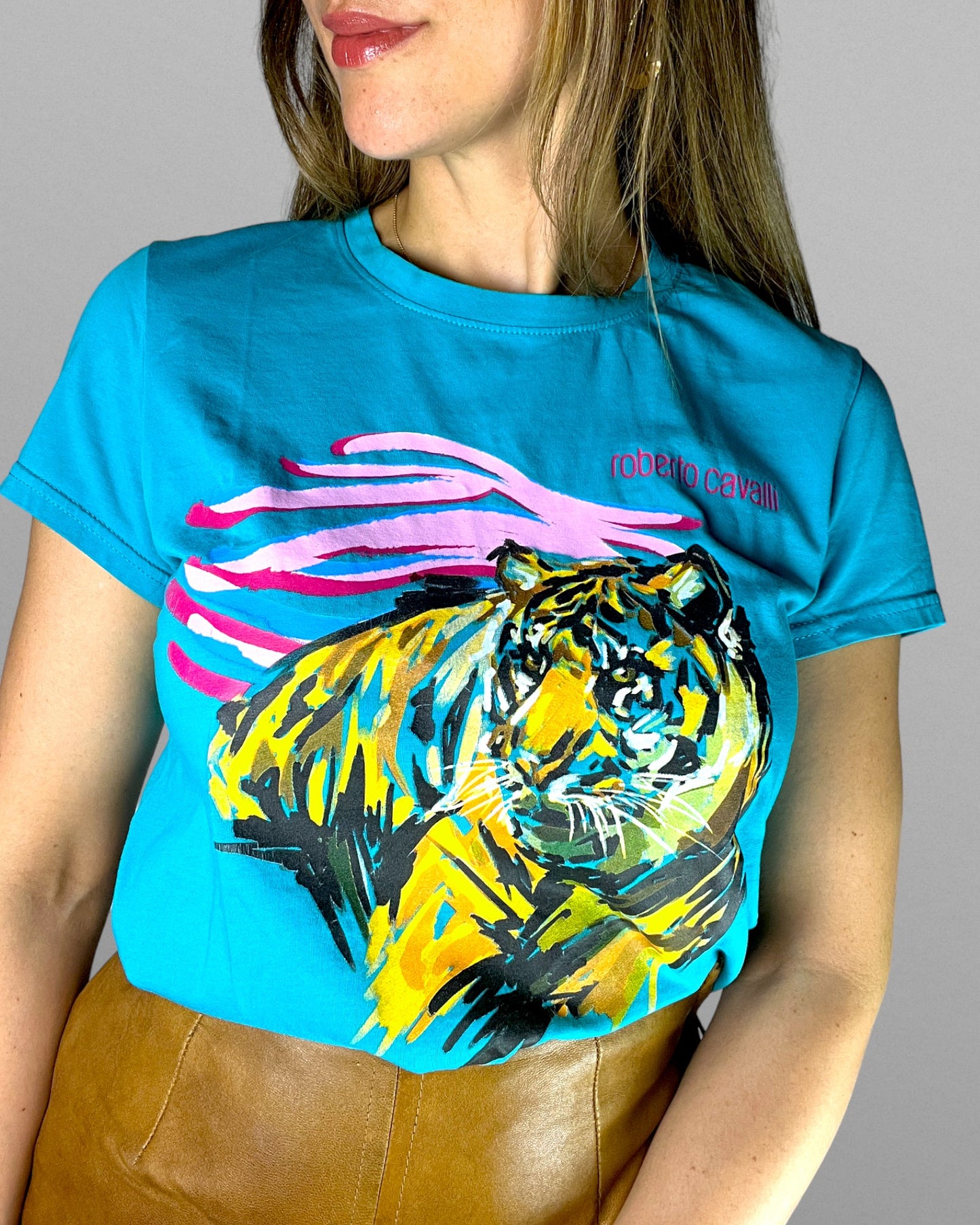 Turkos t-shirt Roberto Cavalli