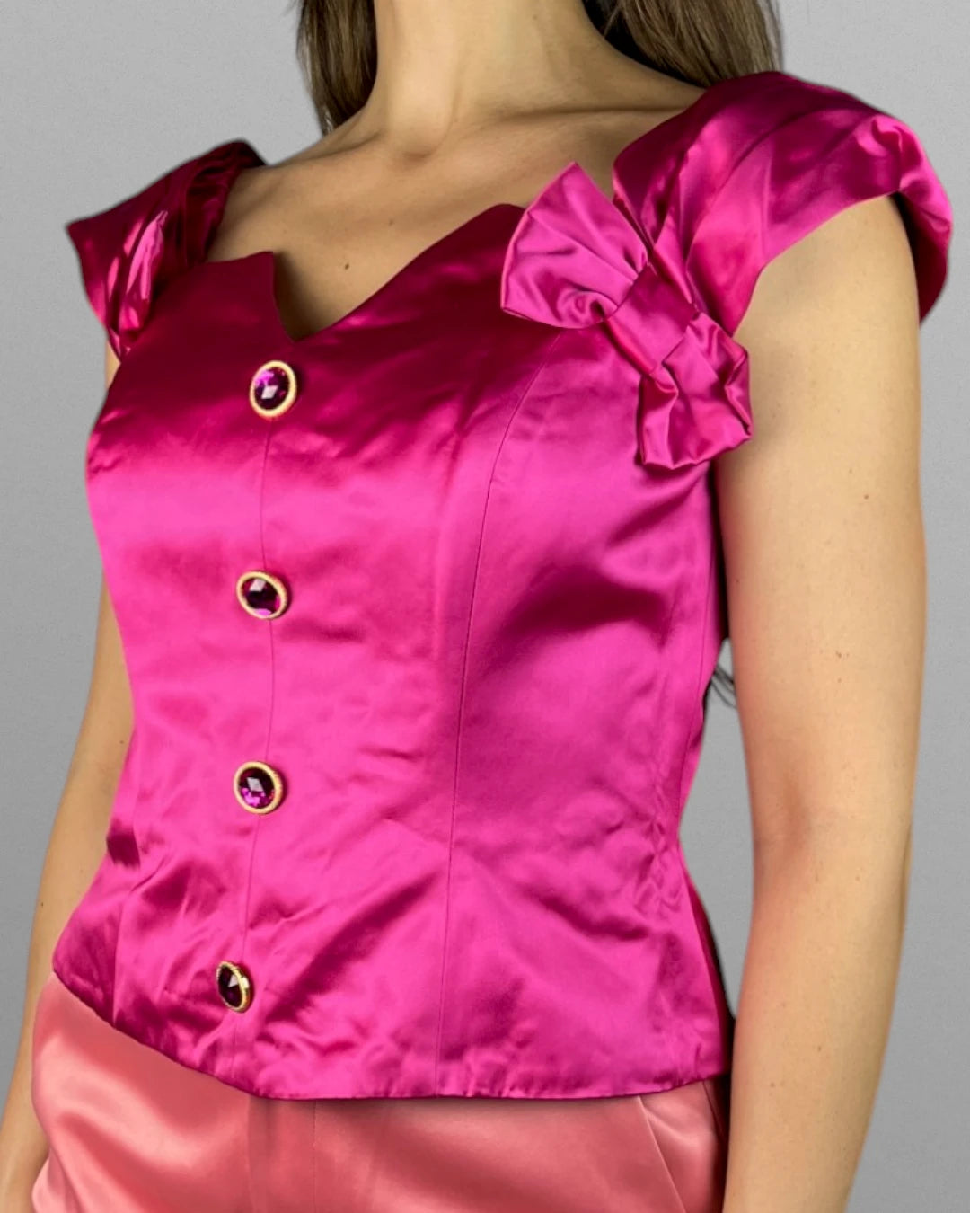 Cerise satin top