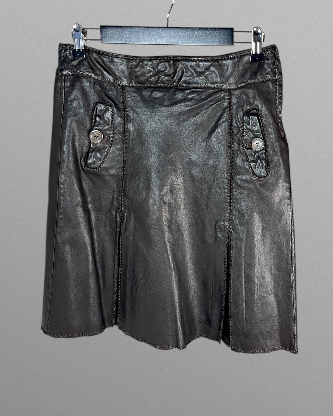 Mörkbrun skinnkjol Hugo Boss