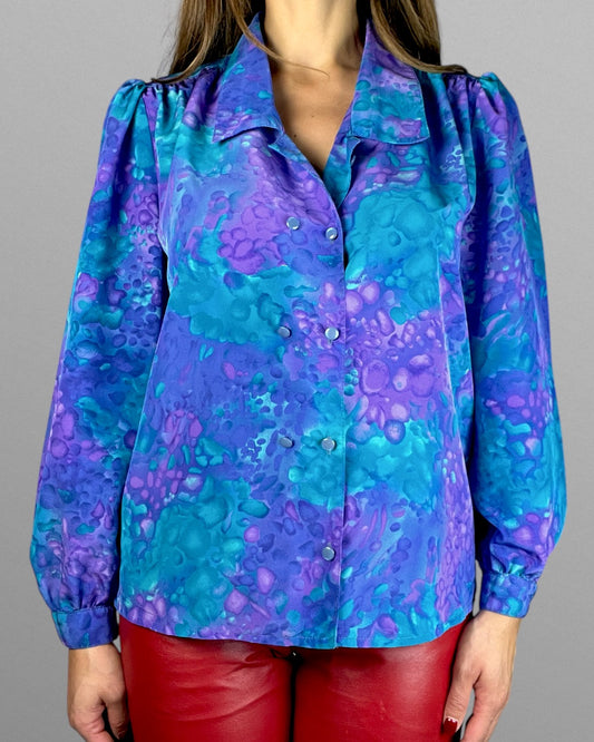 Vintage blus med dubbelknäppning