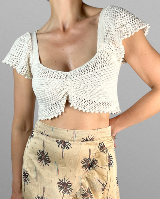 Virkad crop topp